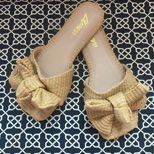 Liliana Tan Mules with Bow Detail
